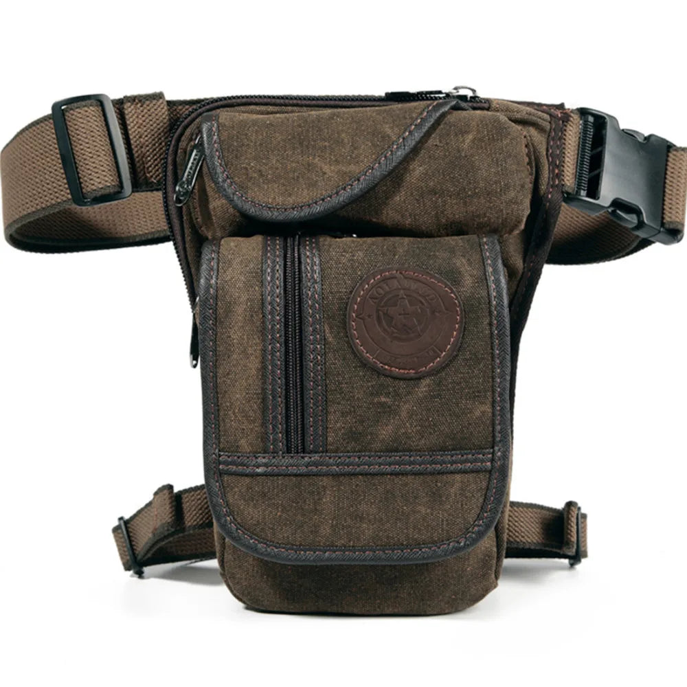 High Quality Men's Canvas Drop Leg Bag Military Motorcycle Multi-purpose Messenger Shoulder Bags Belt Hip Bum Waist Fanny Pack