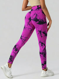 Seamless Tie-Dye Yoga Pants High Waist Peach Booty Leggings for Women - Print Workout Tights Butt Lifting Fitness Cross-Border