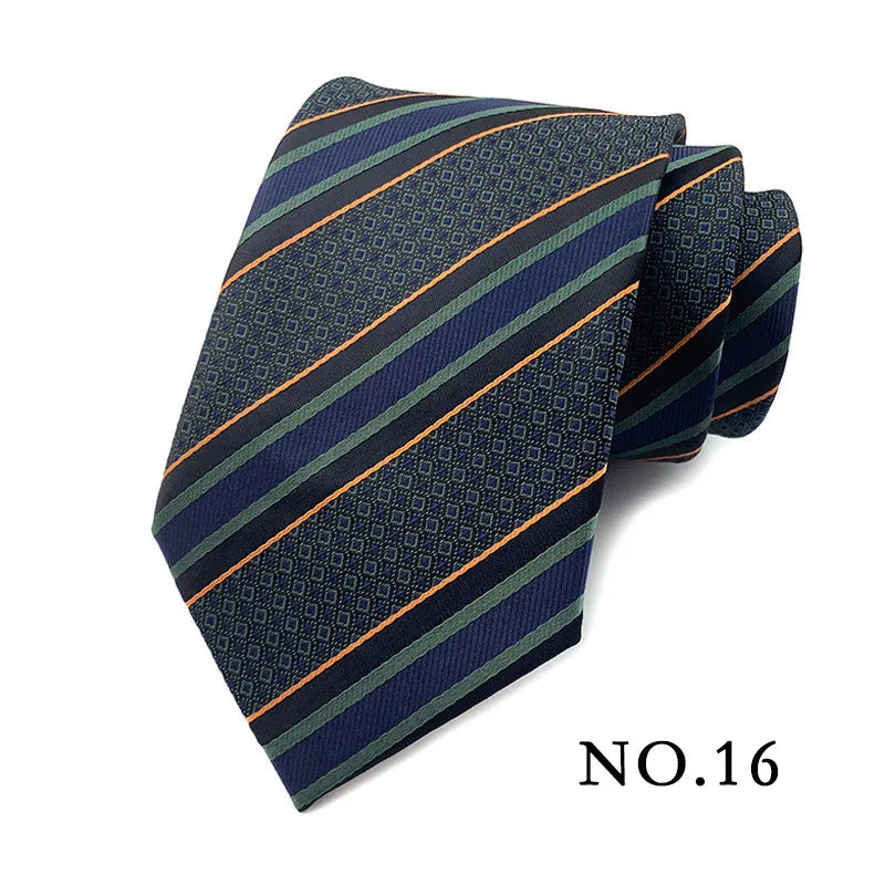 Fashion 8CM Mens Necktie Polka Dot Stripes Paisley Ties For Man Jacquard Woven Ascot Green Color Business Party Accessories