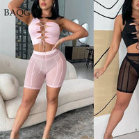 7 Colors Sexy Shorts Mesh See Through Workout Shorts for Women Clothes Summer Black Leggings High Waist Hip Lift Slim Sweatpants