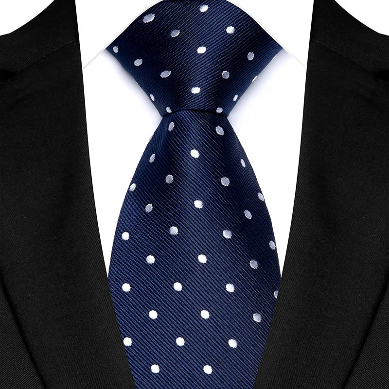 Luxury Men's Necktie 8cm Navy Blue Color Tie Jacquard Neck Ties for Man Business Wedding Party Gift
