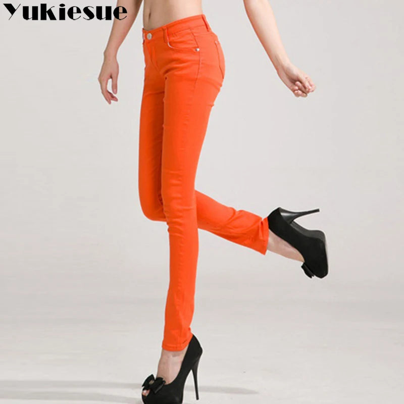 High waist jeans for women 2022 winter autumn jeans woman skinny slim OL office denim pencil pants female jeans femme trousers