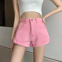 2023Candy Color Denim Shorts Women Summer Pink Sexy High Waist Crimping Jeans Shorts Solid Casual Female Shorts 11 colors choose