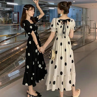 Short Sleeve Dresses Women Polka Dot Elegant French Retro Design New 2XL Female Clothes Party Korean Style Ruffles Trendy Cute