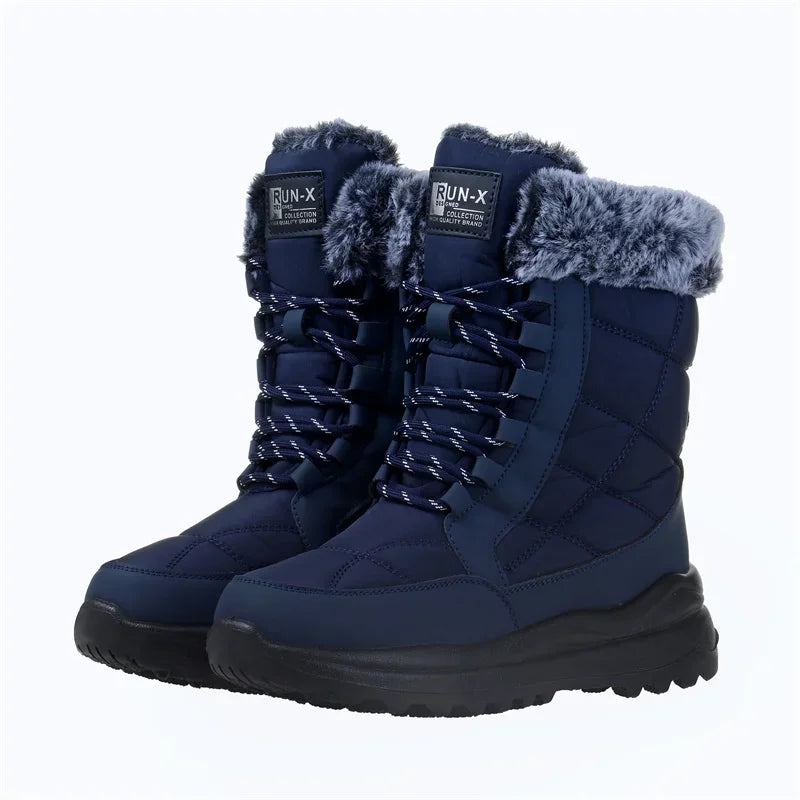 Winter Women's Boots Non-slip Plush Warm Snow Boots for Women Lace Up Platform Ankle Boots Comfortable Flat Shoes Cotton Shoes