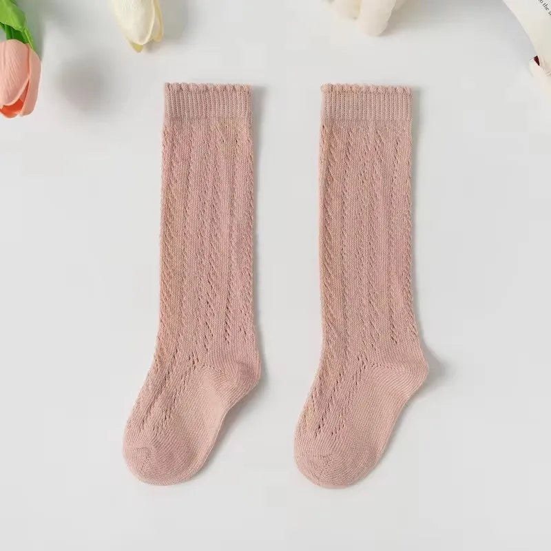 Baby Girls Socks Summer Kids Long Sock Toddlers Knee High Mesh Thin Socks Hollow Out Soft Cotton Infant Socken For 0-7 Years