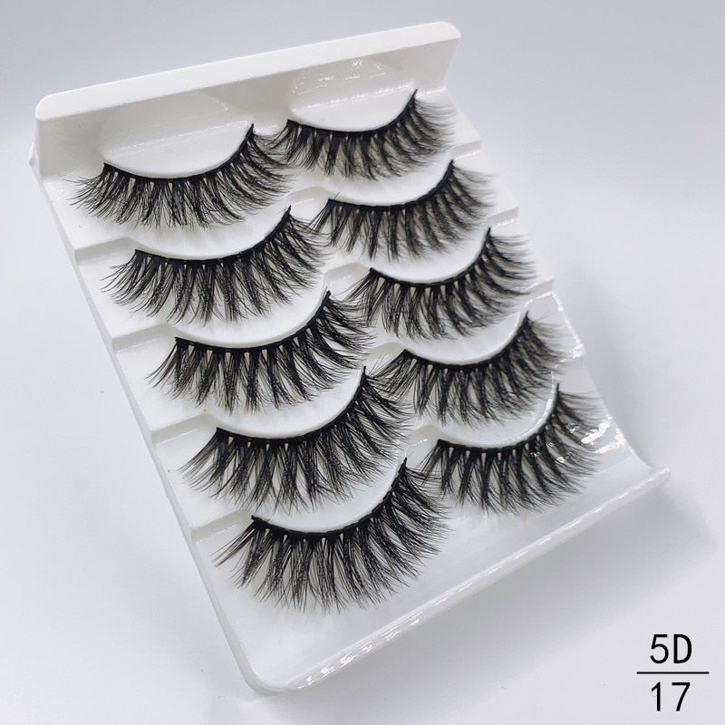 5 Pairs Faux Mink Eyelashes Fluffy Wispy Long Dramatic False Lashes Thick Volume Fake Eyelashes Natural Soft Extension Eyelash