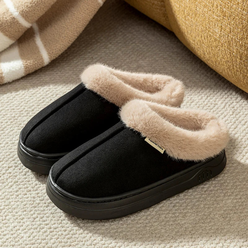 Winter Men Slippers Fur Warm Comfort Breathable Indoor Outdoor Non-slip Couple Fashion Snow Boots Casual Home Shoes