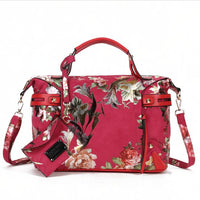 Designer Floral Women's Tote Handbags Elegant Flowers Colorful Hobos PU Leather Bags New