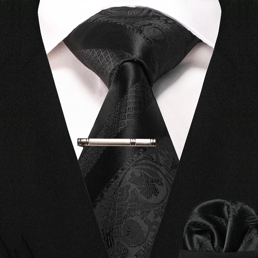 JEMYGINS Classic Silk Luxury Mens Ties Floral Striped Red Green Ties Paisley NeckTie Pocket Square Set Men's Wedding Party Tie