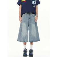 Men's Wide Leg Denim Cropped Jeans Casual Stretchy Comfortable Summer Streetwear Loose Fit S-XXXL Trendy Seven-Pants