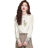 Spring Thin New Chinese Style Embroidery 2025 Long-sleeved Shirt Spring Shirt New Fashion Casual Top