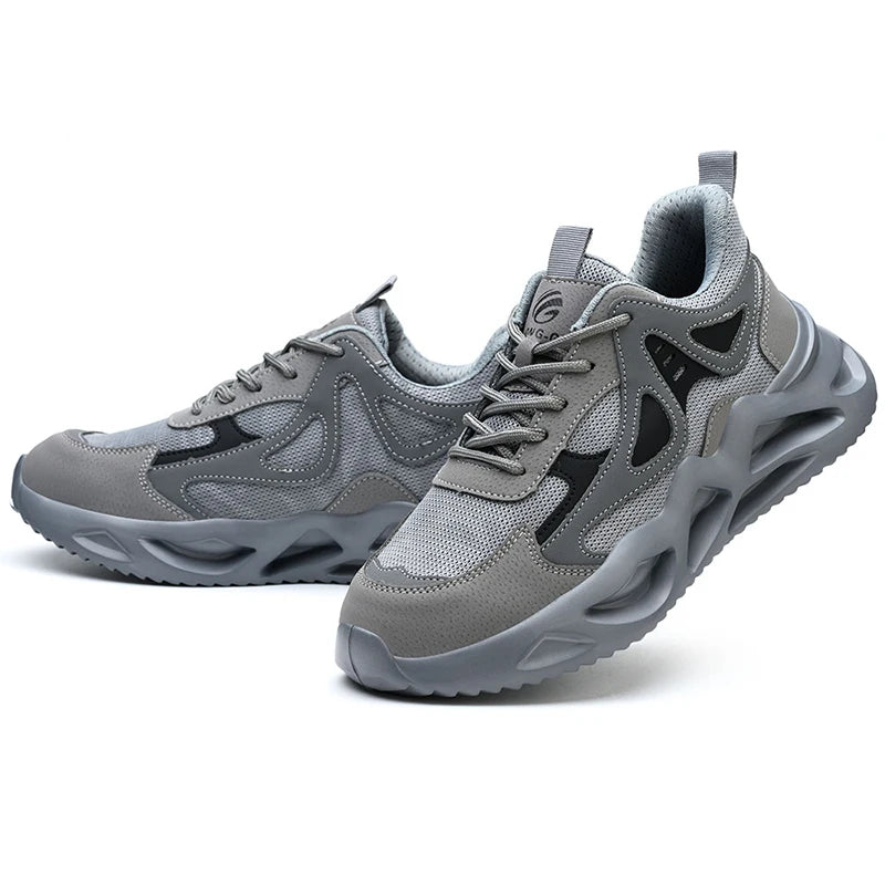 Work Sneakers Men Steel Toe Shoes Spring and Autumn Annals Safety Breathable Shoes Puncture-Proof Boots Fashion Indestructible