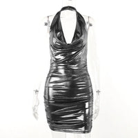 Women Sexy Sleeveless Backless Mini Dresses Shiny Bodycon Dress Fashion Design Streetwear Party Club Y2K Clothing Outfits 2023