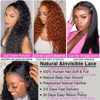 Blackmoon Human Hair Wigs 30 Inch Water Wave 13x1 T Part Lace Wig for Black Women Pre Plucked