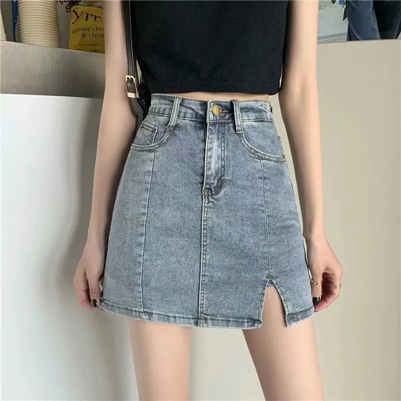 Feynzz Fashion New Summer Women High Waist Button Wigh Leg Jeans Shorts Casual Female Loose Fit Blue Denim Shorts