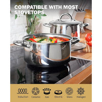 Cook N Home Kitchen Cookware Sets, 12-Piece Basic Stainless Steel Pots and Pans, Silver Cookware