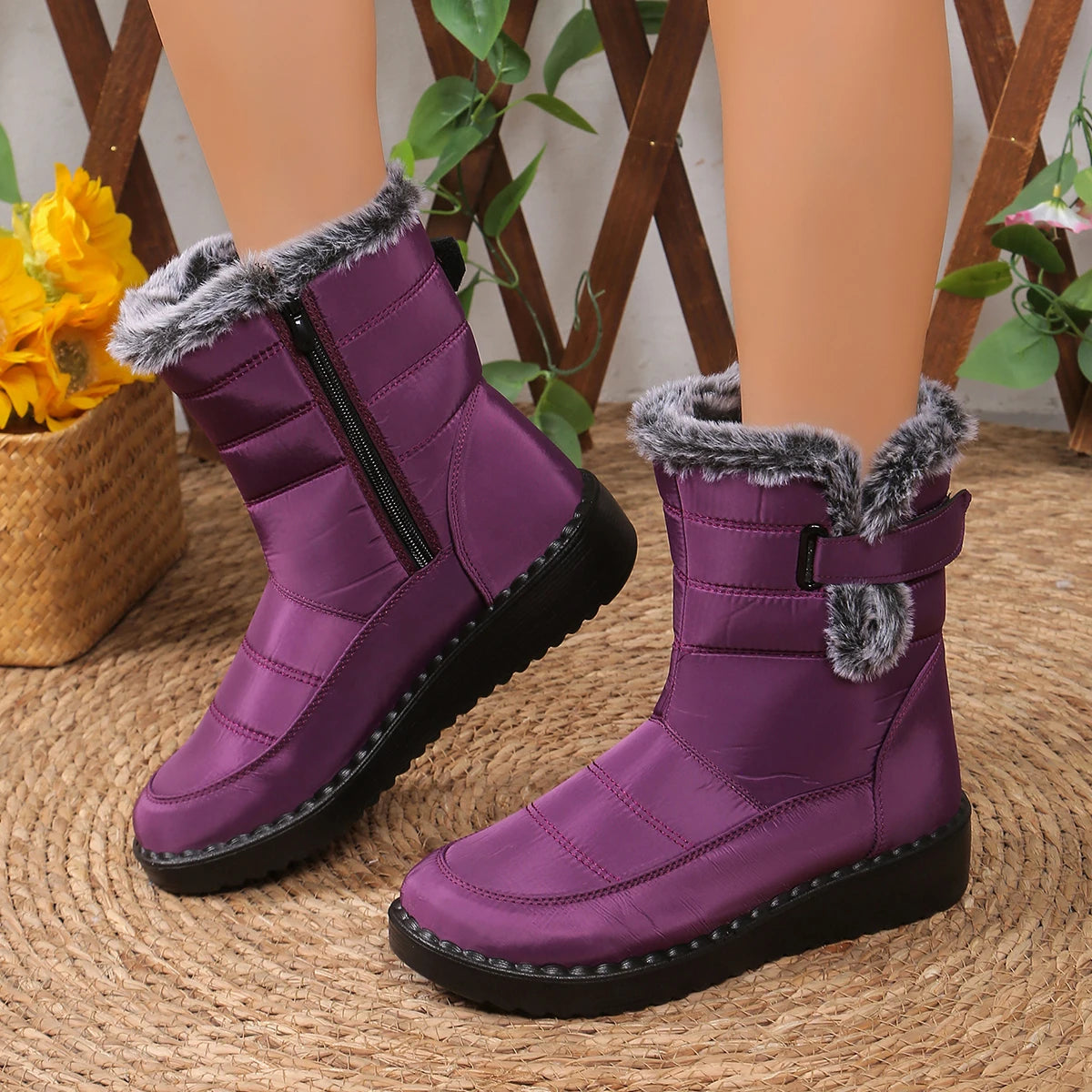 Women Waterproof Winter Shoes for 2024 New Faux Fur Female Long Plush Boots Woman Warm Cotton Snow women's shoes