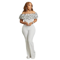 White Elegant Jumpsuits for Women Plus Size African Summer Fashion Wedding Party Clothing Dashiki Ankara Outfits Robe