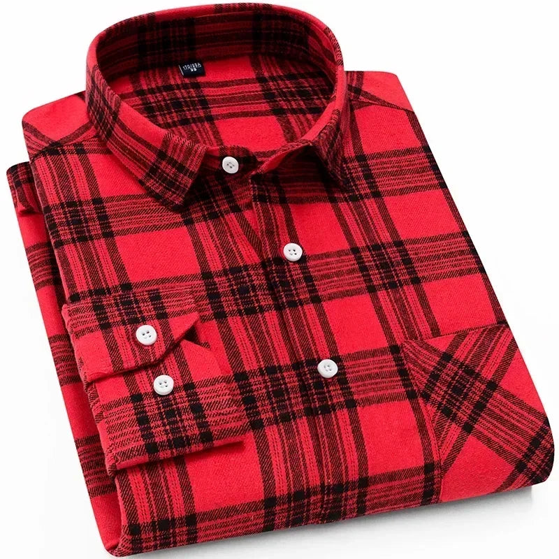 New in shirt fashion korean popular 40%cotton long-sleeve shirts for men slim fit plain shirt streetwear Casual plaid clothes