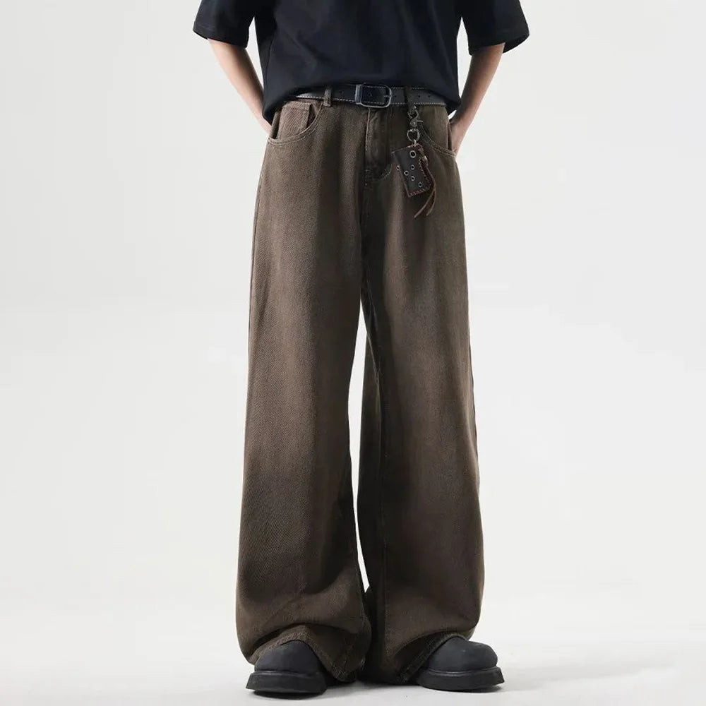 Mens Long Pants Washed Dyed Jeans Autumn Casual Hawaiian Daily Wear-Resistant American Style Pants Men's Clothing Unisex 2024