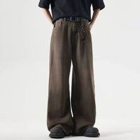Mens Long Pants Washed Dyed Jeans Autumn Casual Hawaiian Daily Wear-Resistant American Style Pants Men's Clothing Unisex 2024