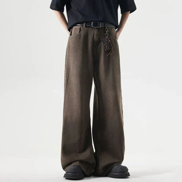 Mens Long Pants Washed Dyed Jeans Autumn Casual Hawaiian Daily Wear-Resistant American Style Pants Men's Clothing Unisex 2024
