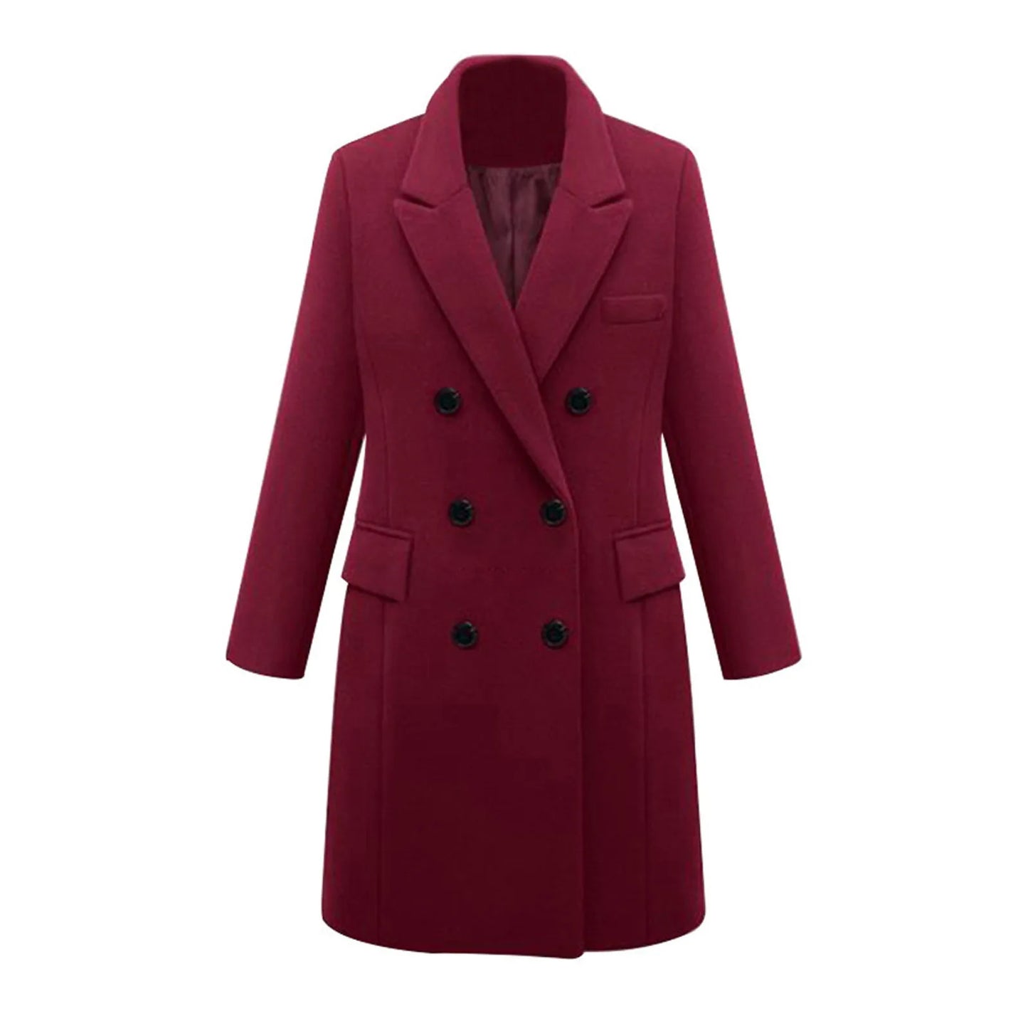 Streetwear Elegant Wool Coat Women Overcoat Office Wear Turn-down Collar Winter Thicken Warm Mid-length Jackets Female Outwear