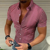 2022 Summer New Mens Vintage Plaid Shirt Fashion Casual Luxury Shirt