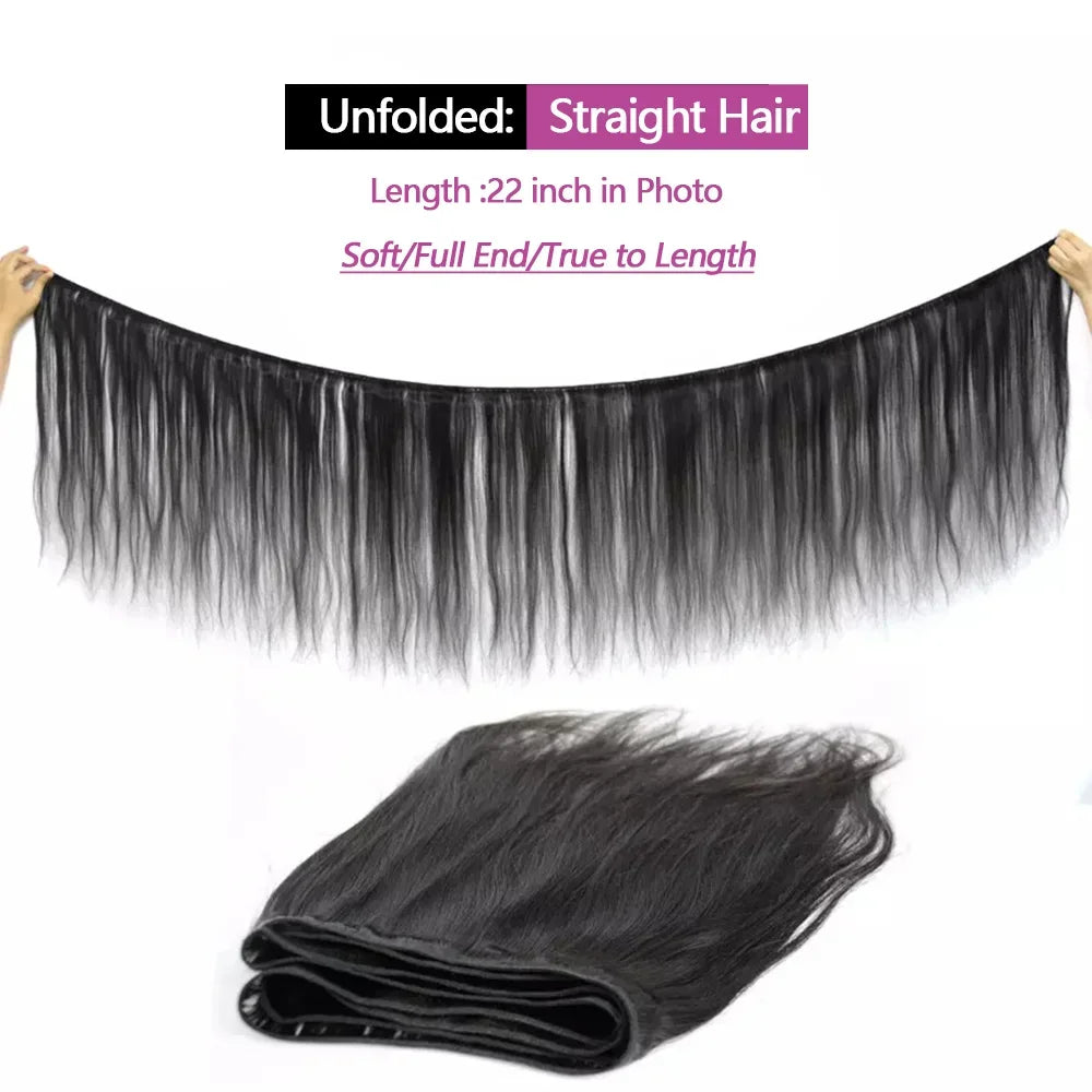 30 40inch Straight Human Hair Bundles with 5x5/6x6 Closure Brazilian Raw Bundles 100%Human Hair 13x4 Frontal Closure And Bundles