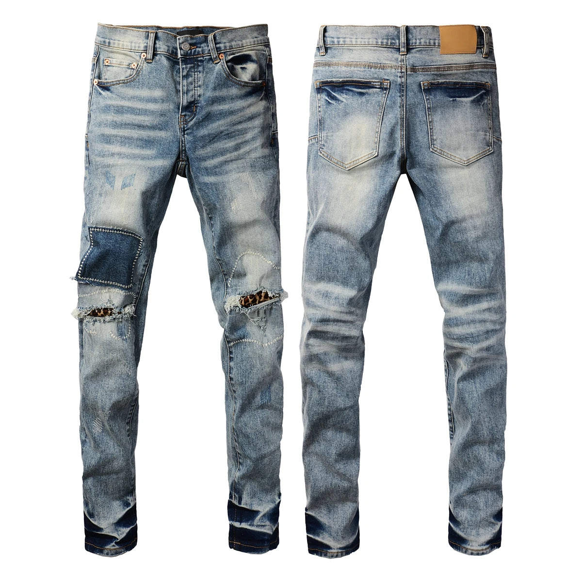 2025 American Jean Print Pants 9089 Style High Waist Loose Fit Straight Leg Blue Jeans Women's Fashion Casual Trousers