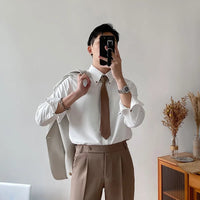Spring New 2025 Long-sleeved Shirt for Men's Business British Style Gentleman Korean Style Slim Fit Trendy Cardigan