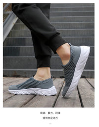 YRZL Lightweight Men Casual Shoes Breathable Slip on Male Casual Sneakers Anti-slip Men's Flats Outdoor Walking Shoes Size 39-46