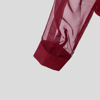 INCERUN Men Shirt Mesh Patchwork V Neck Long Sleeve Transparent Sexy Casual Male Shirts Streetwear Fashion Party Camisas 2025