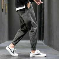 Men's Casual Jeans Pure Cotton Straight Workwear Korean Style Trendy Versatile Ties Sports Pants