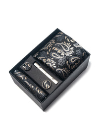 2025 New Design Fashion Brown Paisley Tie Handkerchief Cufflink Set For Men Necktie Clothing Accessories Birthday Present