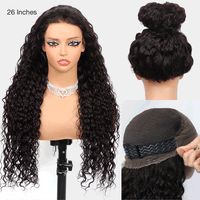 250% 30-36 inch HD Invisi Strap 360 Full Lace Frontal Kinky Curly Wig Black 100% Human Hair Drawstring Snug Water Wig Glueless