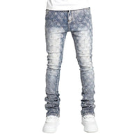 Stretchy Personality Stacked Denim Pants 2024 New Fashion Pearls Fashion Rhinestone European Street Skinny Jeans For Men