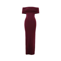 Women's Slim Sexy Strapless Long Dress Temperament Solid Color Hip Sleeveless Off-shoulder Backless Package Club Party Dresses