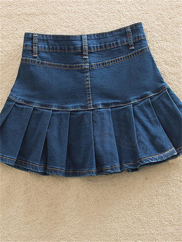 Denim Skirt With Ruffles 6XL 7XL Harajuku Y2K Jeans Skater Woman High Waist Bottom Female Casual Pleated Micro Mini Short Jurken