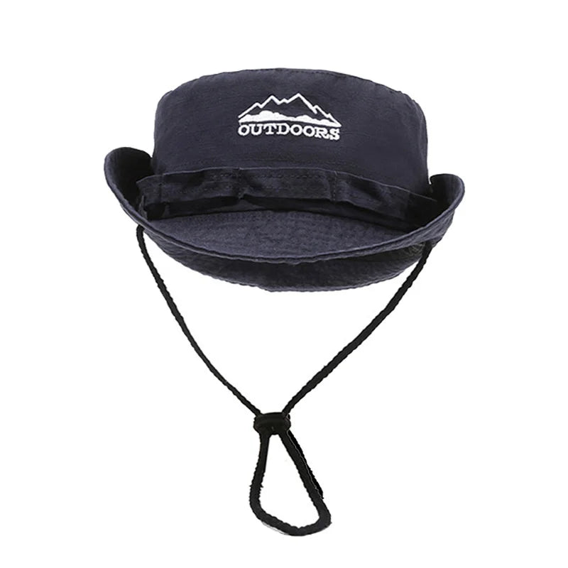 Sun Hats for Men Outdoor Camping Cap Wide Brim Flat Top Anti-UV Protection Women Letter Print Bucket Hat Summer Fisherman Caps