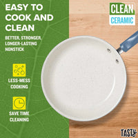 Tasty Clean Ceramic 16 Piece Non-Stick Aluminum Cookware Set, Slate Blue Cooking Pots Set  Cooking Pots Set Non Stick