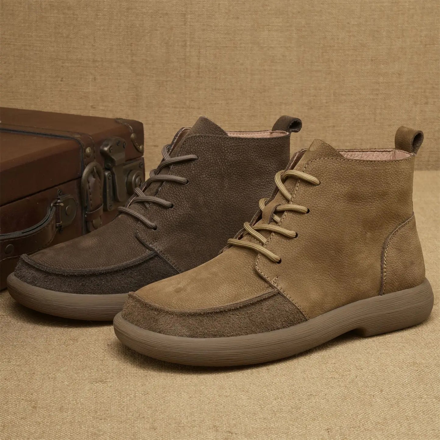 Men's boots 2025 spring new cowhide thick-soled non-slip natural leather soft Chelsea single short boots wide barefoot shoes