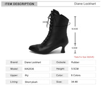 2025 New Lace Up Ladies High Heel Shoes Strange Steampunk Boot Victorian Ankle Boots Women Pointed Toe Thick Soled Short Boots