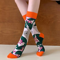 Fashion Colorful Autumn Winter Stocking  Women's Socks  Plant Hedgehog Slothsi Cotton Socks Personality Straight Trendy Socks