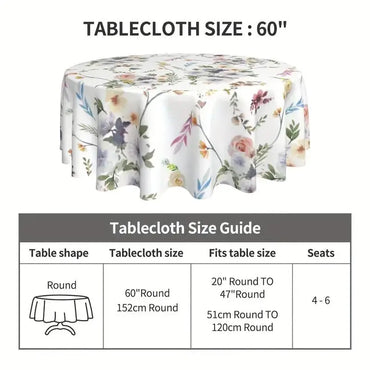 1PC Spring Lemon Tablecloths, Stain Resistant And Waterproof, Wrinkle Resistant Boho Watercolor Abstract Floral Leaves Rustic Ta