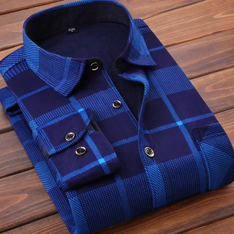 New Design Autumn Winter Warm Plaid Shirts for Men Evening Business Office High Quality Men's Winter Clothing Fashion Tops 2026