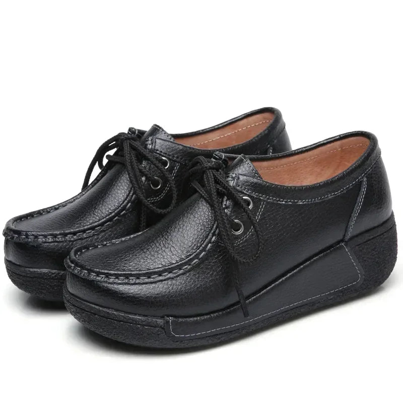Women Loafers Autumn New Lace Up Platform Casual Shoes Fashion Ladies Non-slip Walking Shoes Female Rocking Shoes Size 41