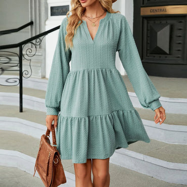 Retro 100% Cotton Women's Dress 2023 New Casual Loose Ruffles Long Sleeve Spring Autumn Elegant Party Club Mini Dresses Robe