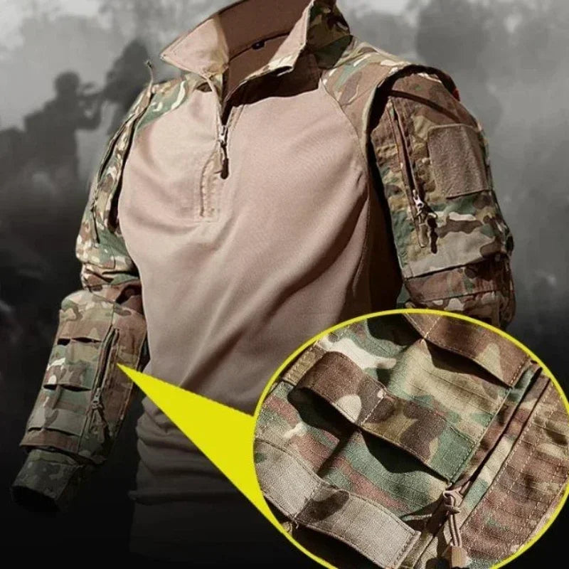 Outdoor Camo Suits Tactical Shirts Training Set Multi-pocket Work Wear Pants Men Clothing Hunting Clothes Wear-resisting